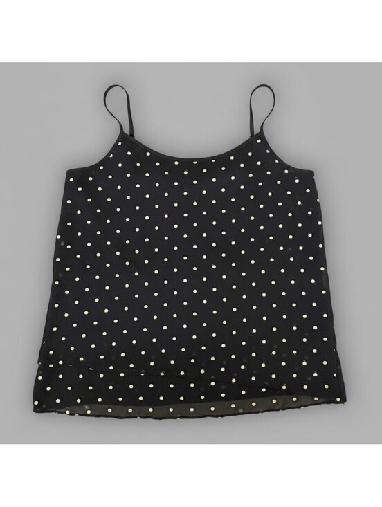 The Limited Tops - The Limited Y2K Black Gold Polka Dot Camisole Boho Tank Top Small Officecore